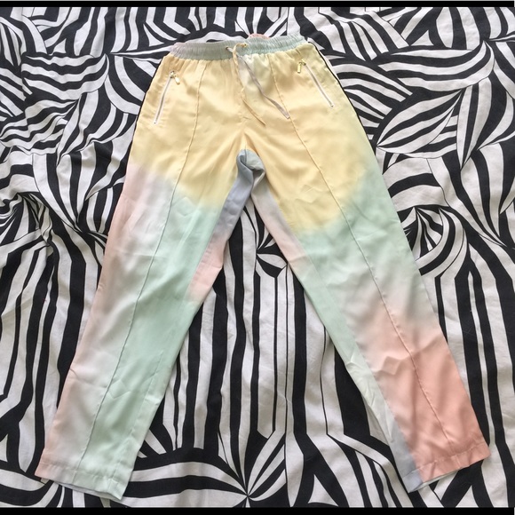 XS Wildfox rainbow pants satin joggers allegra - Picture 4 of 7
